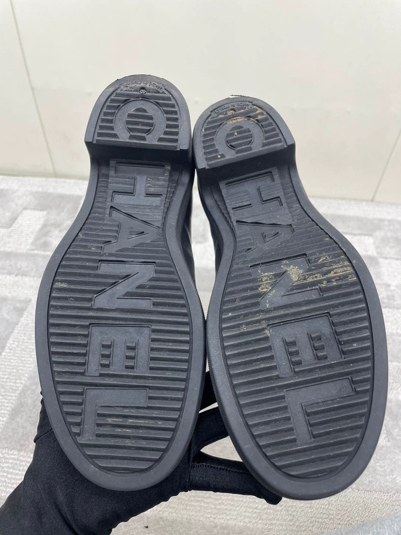Chanel Black and White Rain Boots