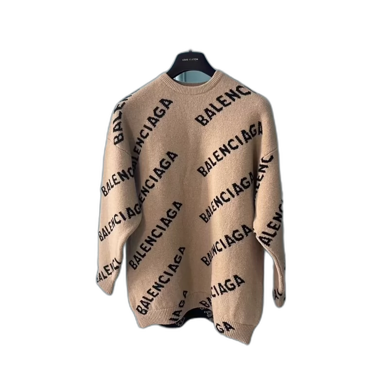 Balenciaga Logo Sweater in Khaki Color