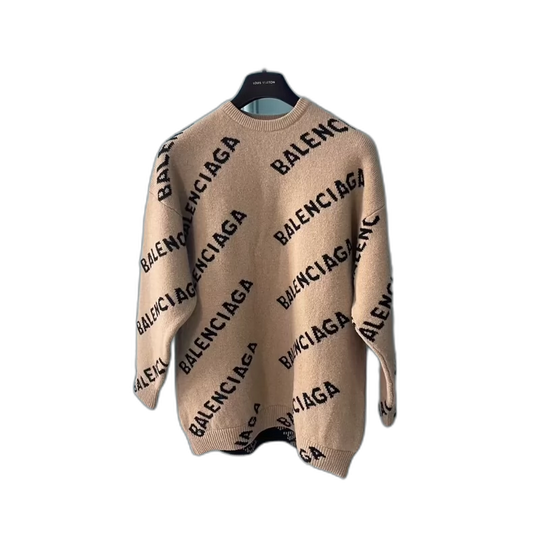 Balenciaga Logo Sweater in Khaki Color