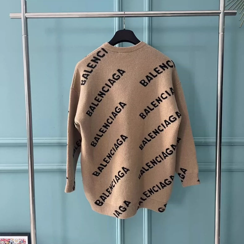 Balenciaga Logo Sweater in Khaki Color