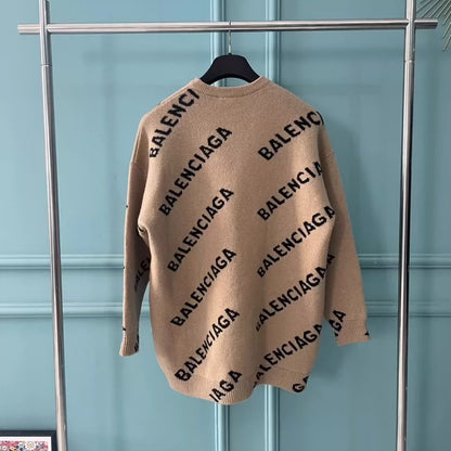 Balenciaga Logo Sweater in Khaki Color