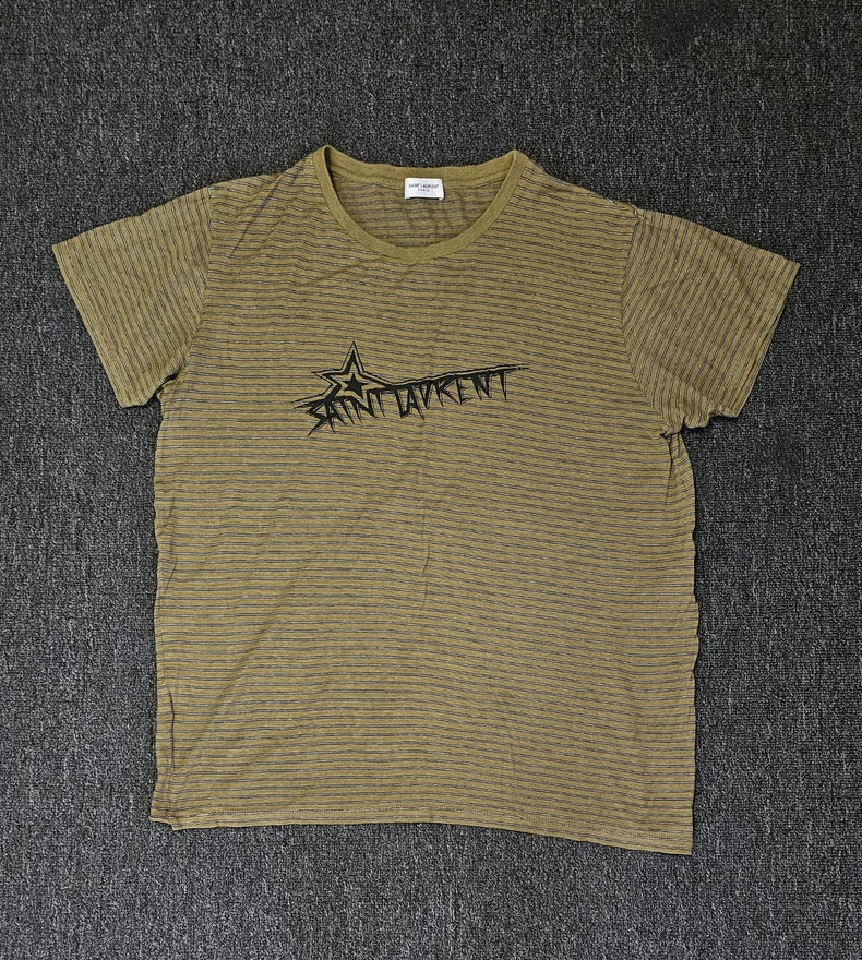 Saint Laurent Brown Plaid Short Sleeve T-shirt-yf