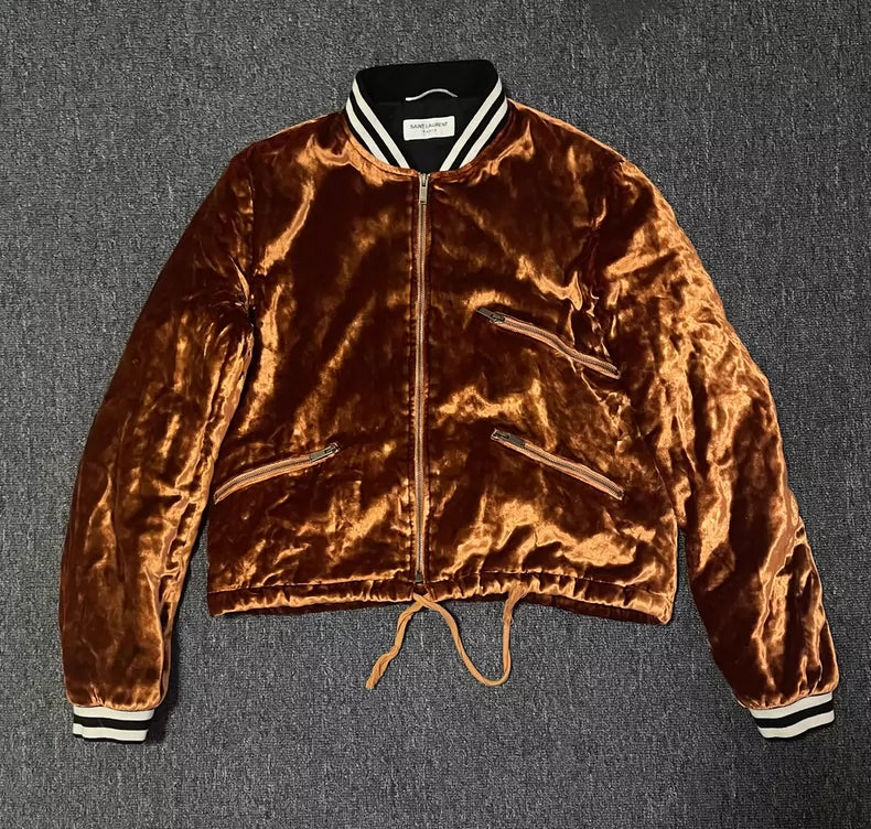 Saint Laurent Velvet Bomber Jacket-yf