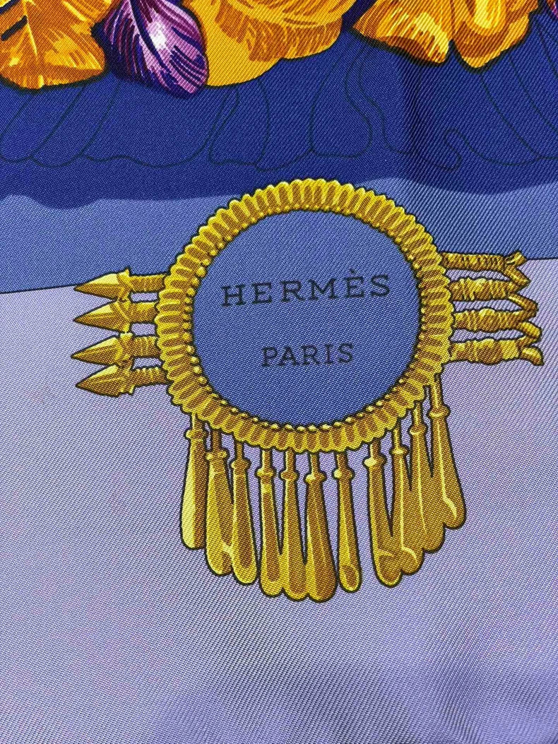 Hermes Purple Silk Scarf