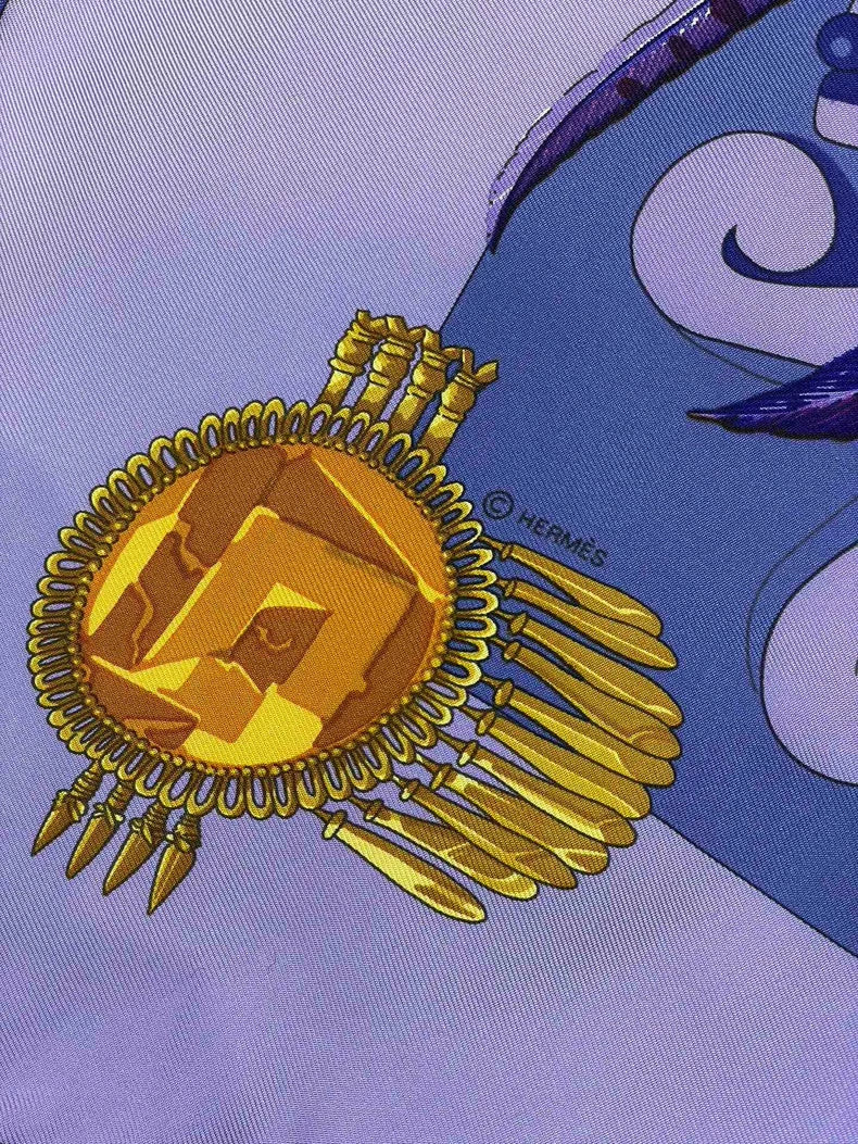 Hermes Purple Silk Scarf