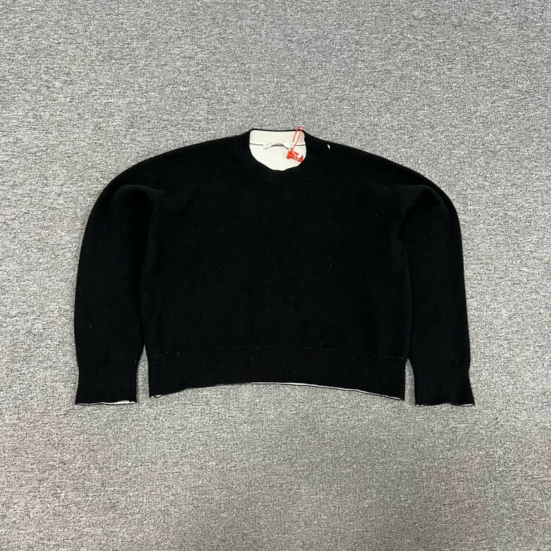 Black Wool Sweater with Logo Design