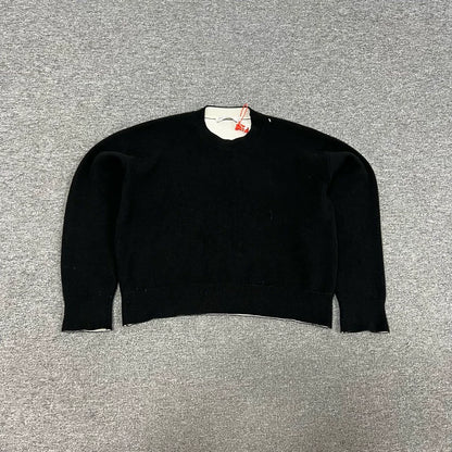 Black Wool Sweater with Logo Design