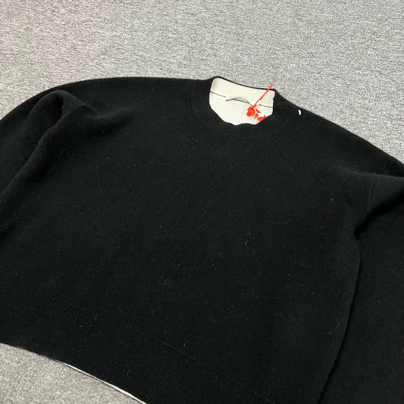 Black Wool Sweater with Logo Design