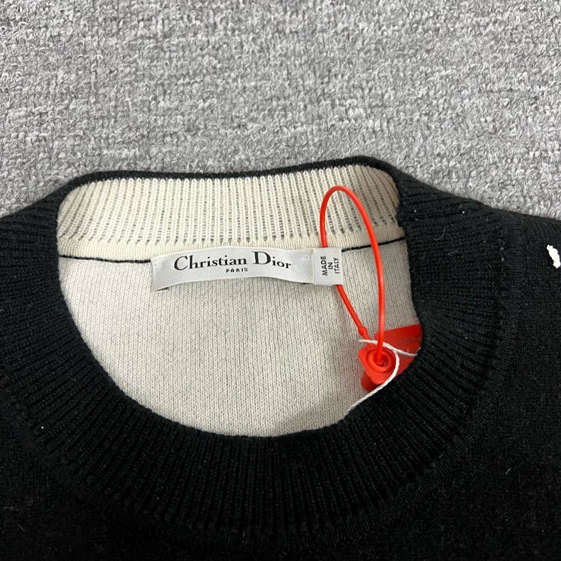 Black Wool Sweater with Logo Design