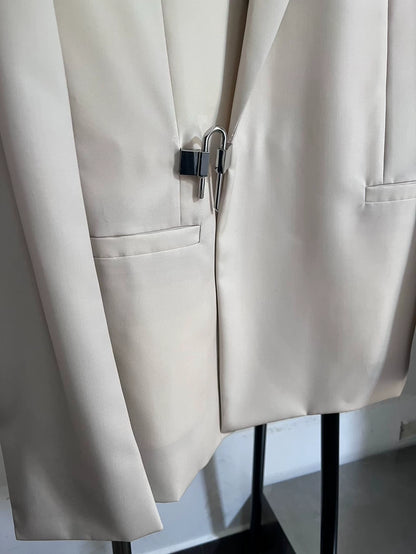 Givenchy Beige Lock Closure Suit Jacket