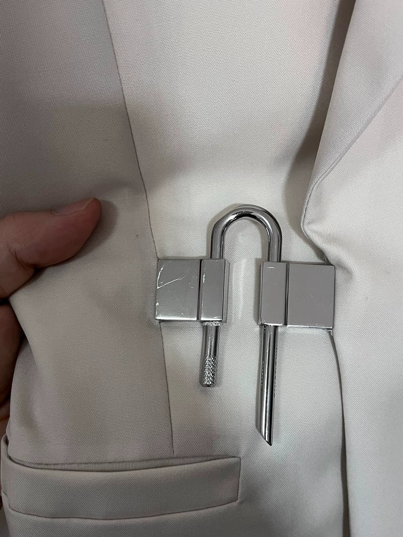 Givenchy Beige Lock Closure Suit Jacket