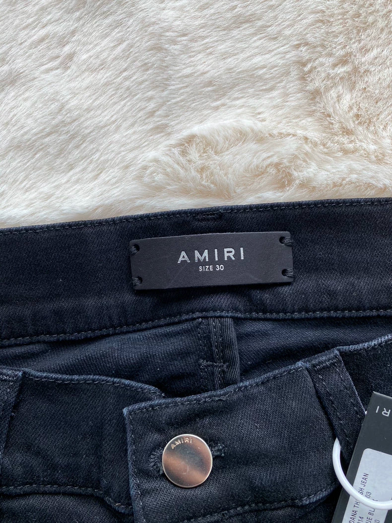 Amiri Wash Black Denim Pants with Patchwork