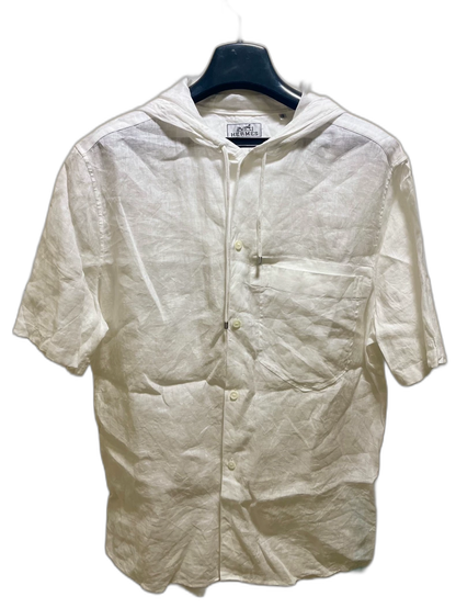 Hermes Linen Short Sleeve Hooded Shirt