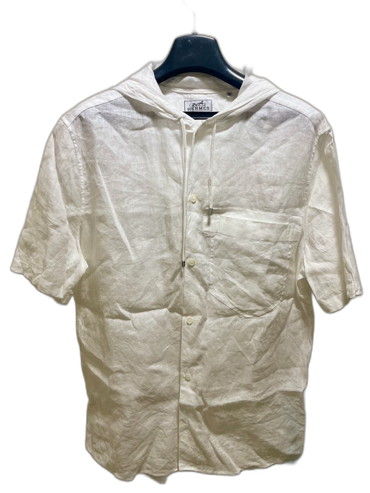 Hermes Linen Short Sleeve Hooded Shirt