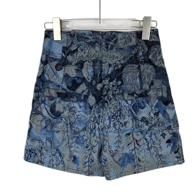 Dior Floral Pattern Cotton Casual Shorts