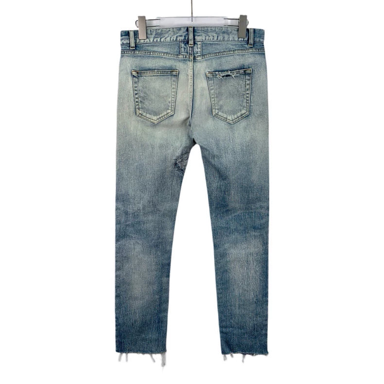 Saint Laurent Blue Distressed Cotton Denim Pants