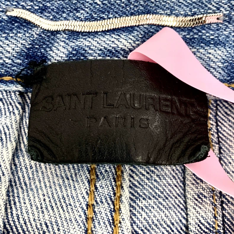 Saint Laurent Blue Distressed Cotton Denim Pants