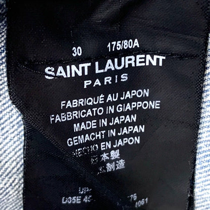 Saint Laurent Blue Distressed Cotton Denim Pants