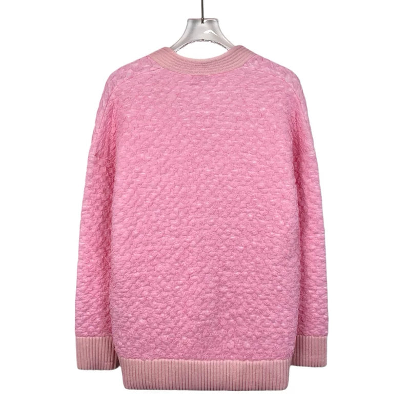 Pink Fendi Textured Cardigan Sweater