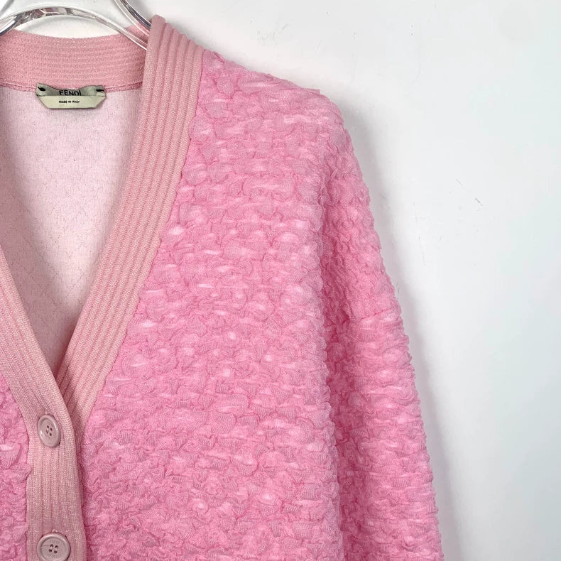 Pink Fendi Textured Cardigan Sweater