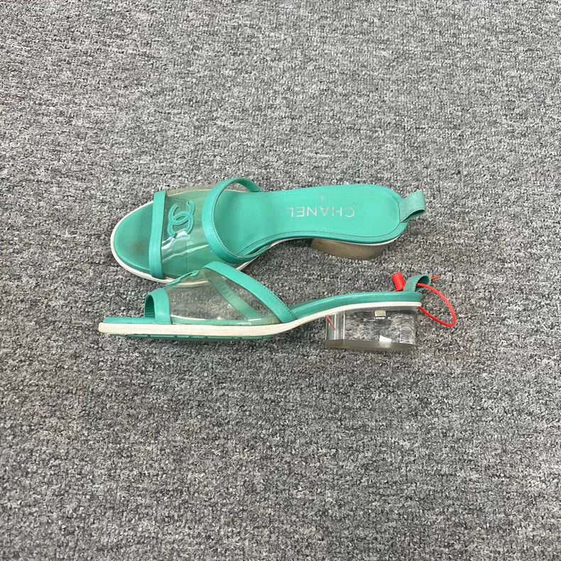Chanel Green High Heel Sandals