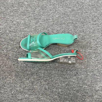 Chanel Green High Heel Sandals