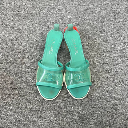 Chanel Green High Heel Sandals