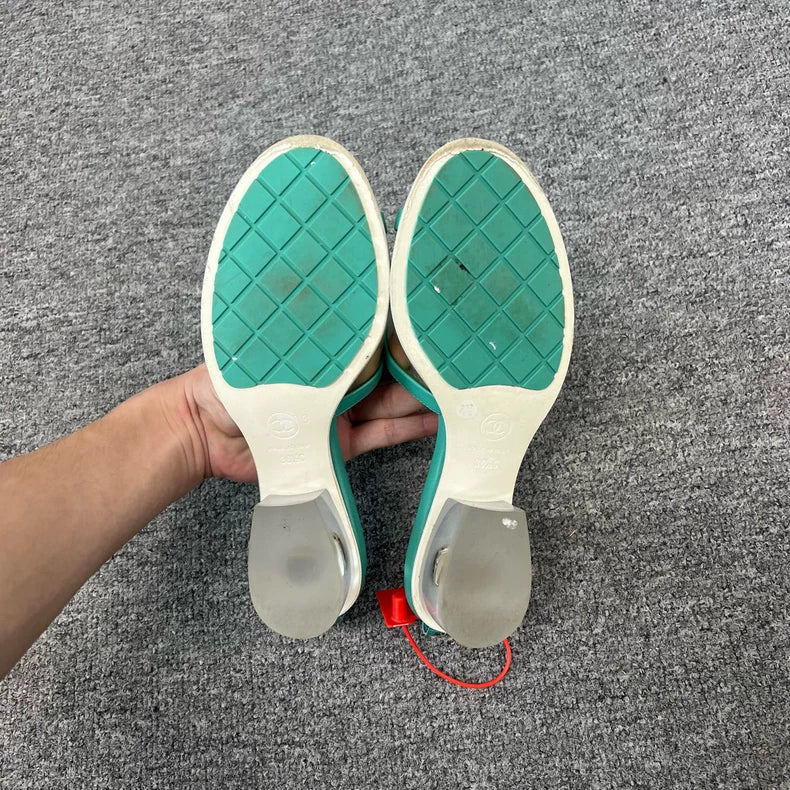 Chanel Green High Heel Sandals
