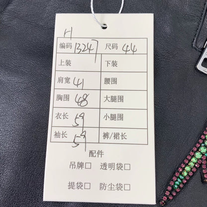 Gucci Black Leather Biker Jacket with Beads