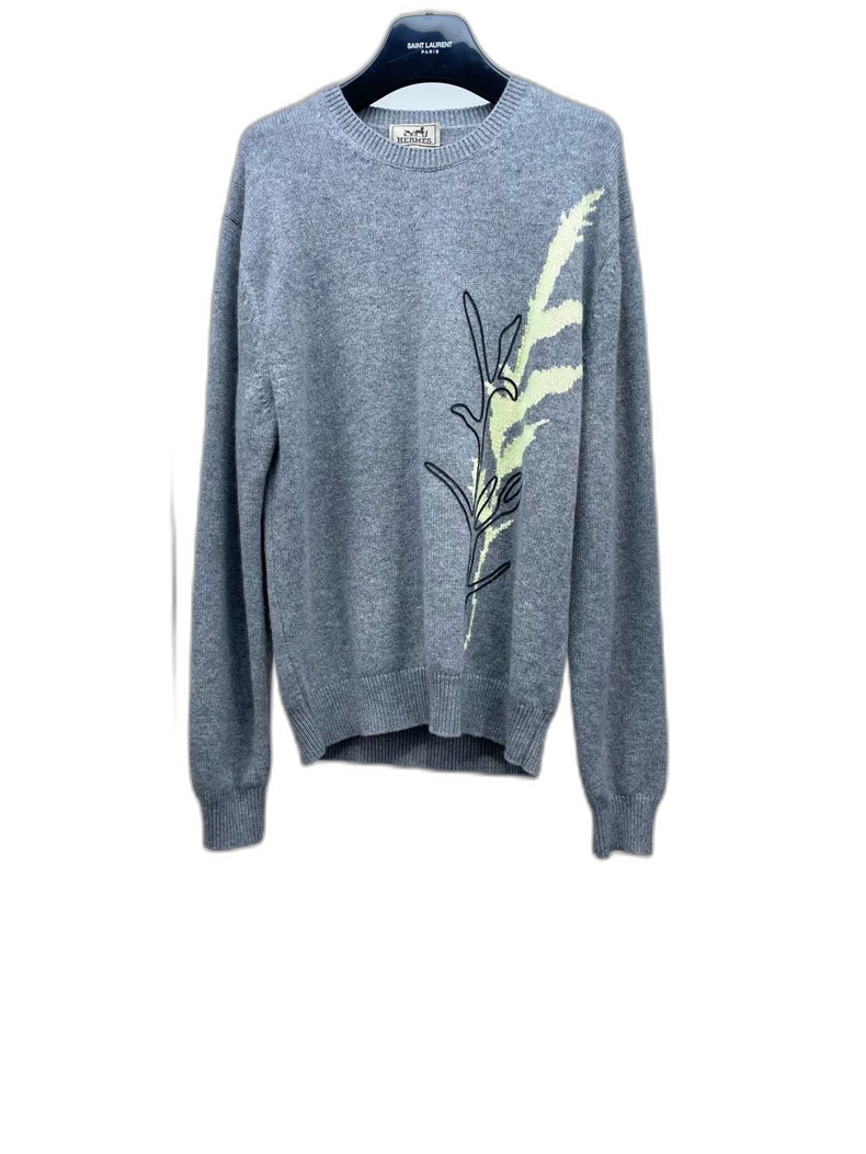 Hermes Gray Cashmere Knit Sweater