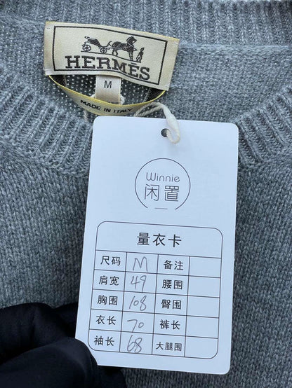 Hermes Gray Cashmere Knit Sweater