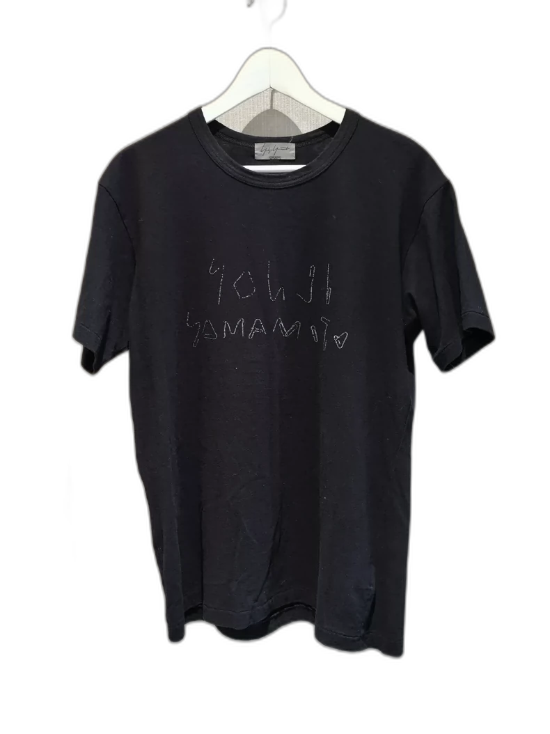 Yohji Yamamoto Black T-Shirt with Silver Print