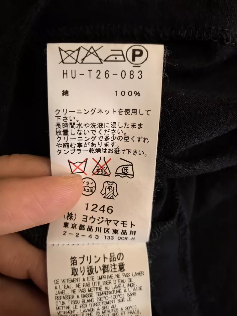 Yohji Yamamoto Black T-Shirt with Silver Print