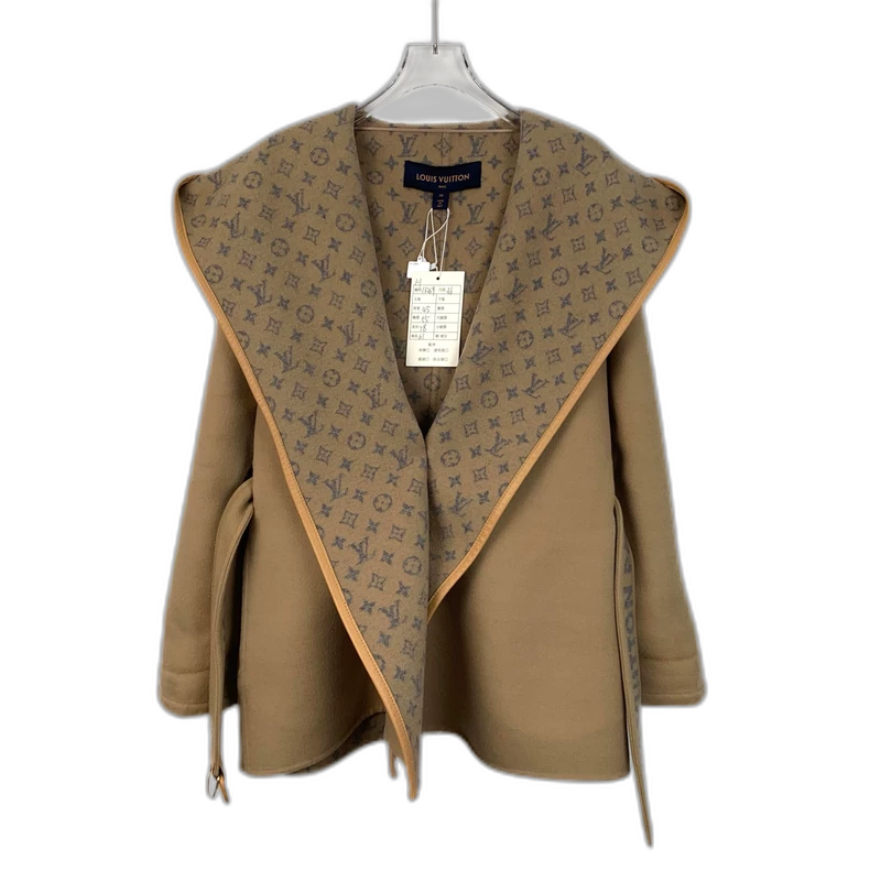 Louis Vuitton Brown Logo Wool Coat
