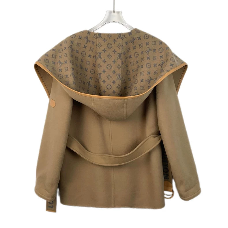 Louis Vuitton Brown Logo Wool Coat