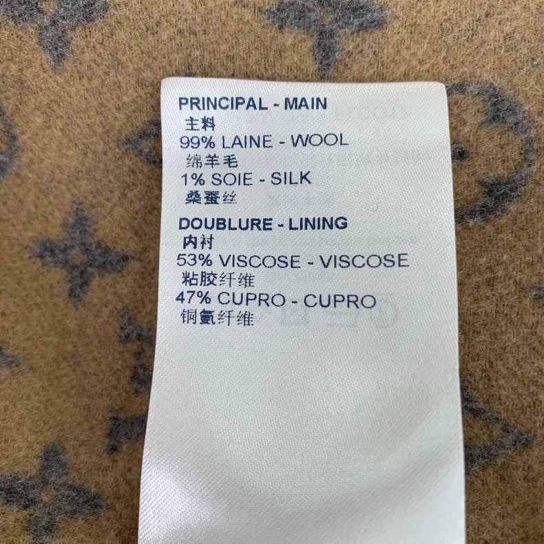 Louis Vuitton Brown Logo Wool Coat