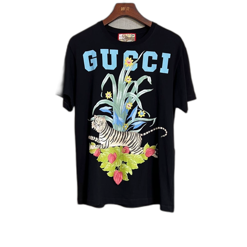Gucci Black Floral Logo Short Sleeve T-Shirt