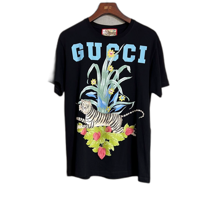 Gucci Black Floral Logo Short Sleeve T-Shirt
