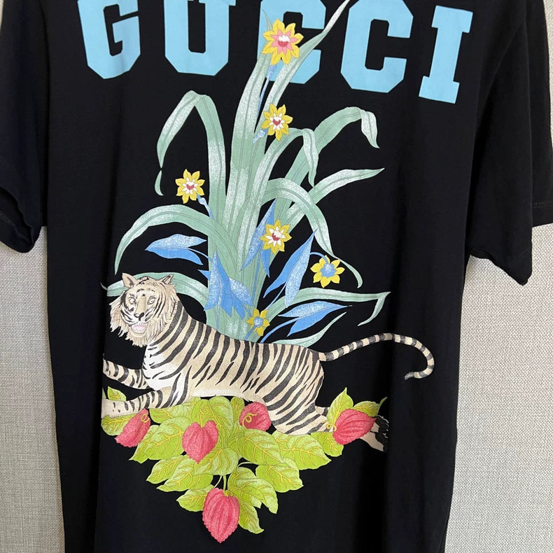 Gucci Black Floral Logo Short Sleeve T-Shirt