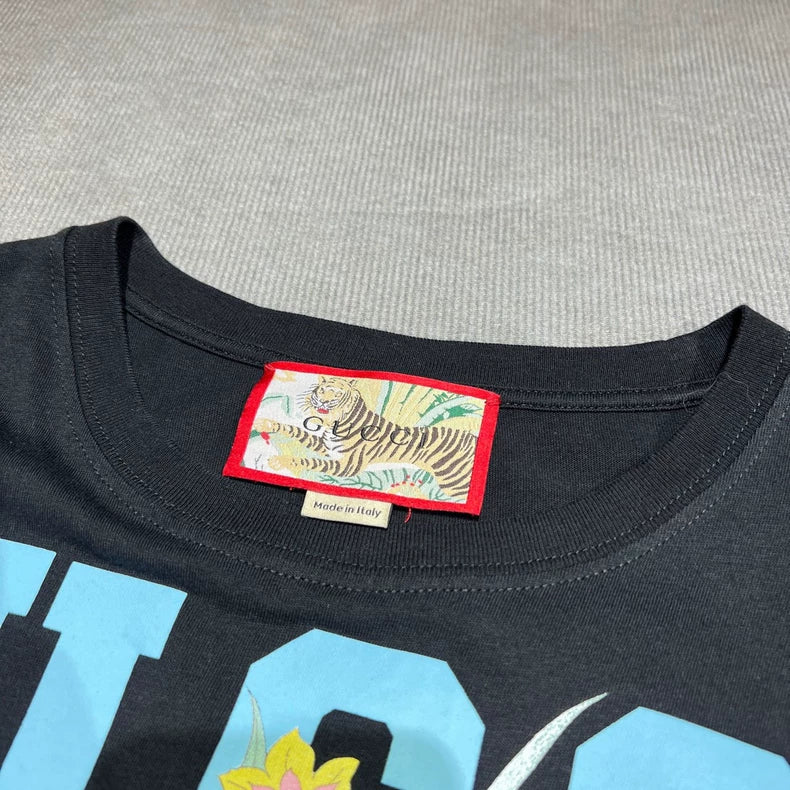 Gucci Black Floral Logo Short Sleeve T-Shirt