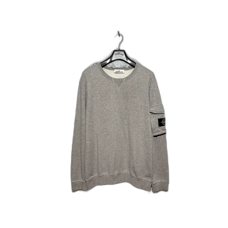 Stone Island Gray Crewneck Sweatshirt with Pocket