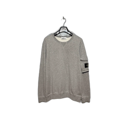 Stone Island Gray Crewneck Sweatshirt with Pocket