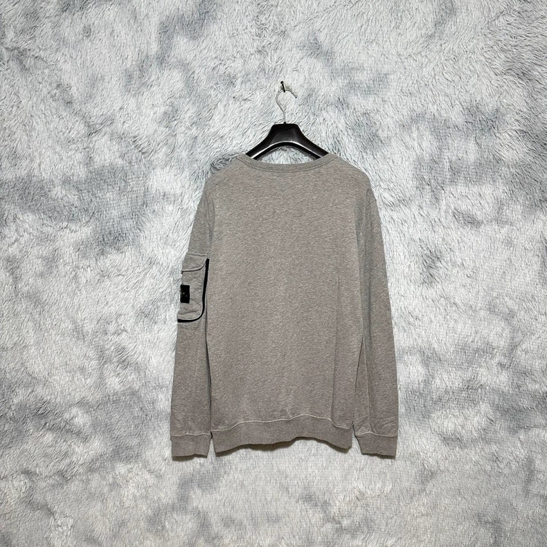 Stone Island Gray Crewneck Sweatshirt with Pocket