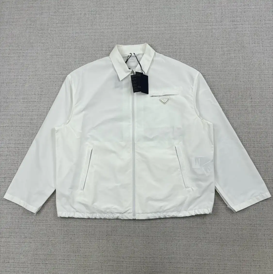 Prada White Cotton Logo Jacket for Men