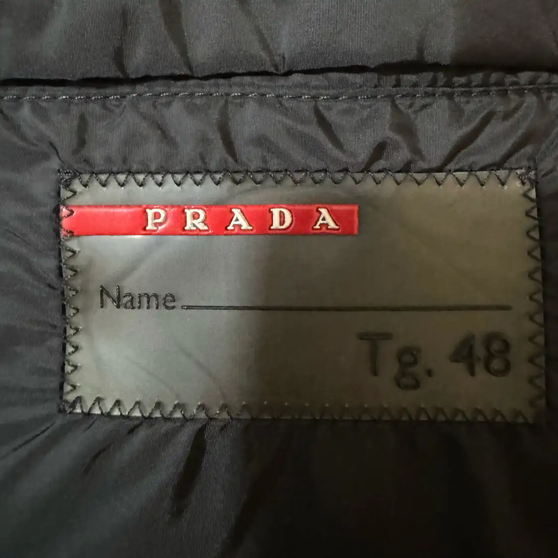Prada Black Wool Logo Embroidered Down Vest