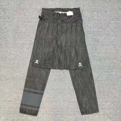 COMME des GARÇONS Gray Denim Logo Casual Pants 0089