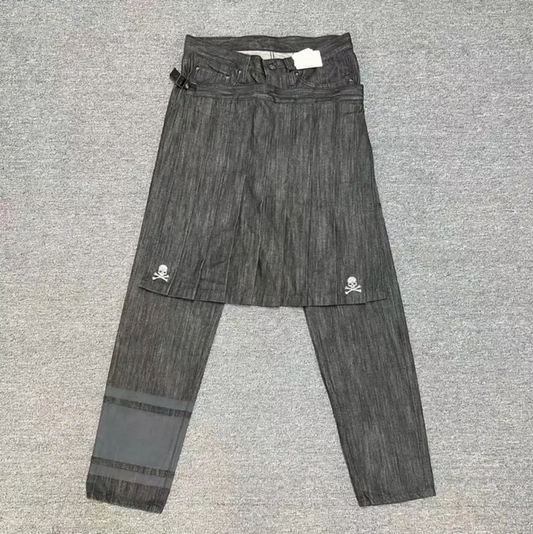 COMME des GARÇONS Gray Denim Logo Casual Pants 0089