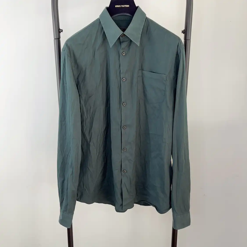 Prada Men's Dark Green Cotton Shirt