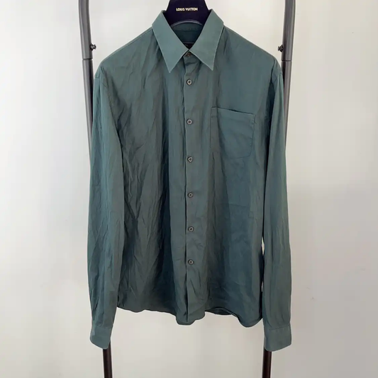 Prada Men's Dark Green Cotton Shirt