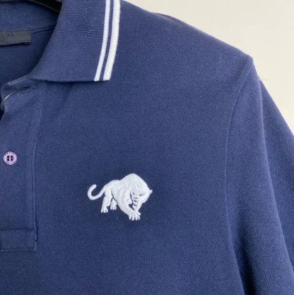 Prada Summer Navy Blue Embroidered Polo Shirt